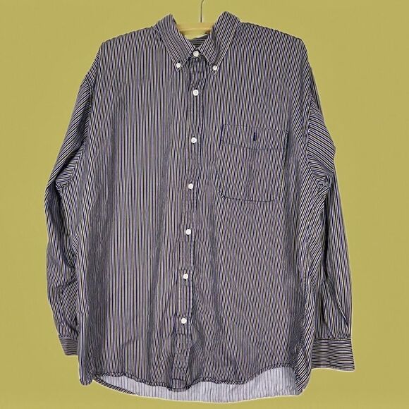 vintage 90s cherokee button up long sleeve shirt XL 100% cotton green purple - Picture 4 of 9